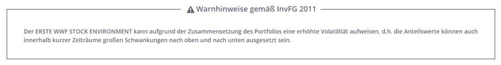 Warnhinweis Erste WWF Stock Environment