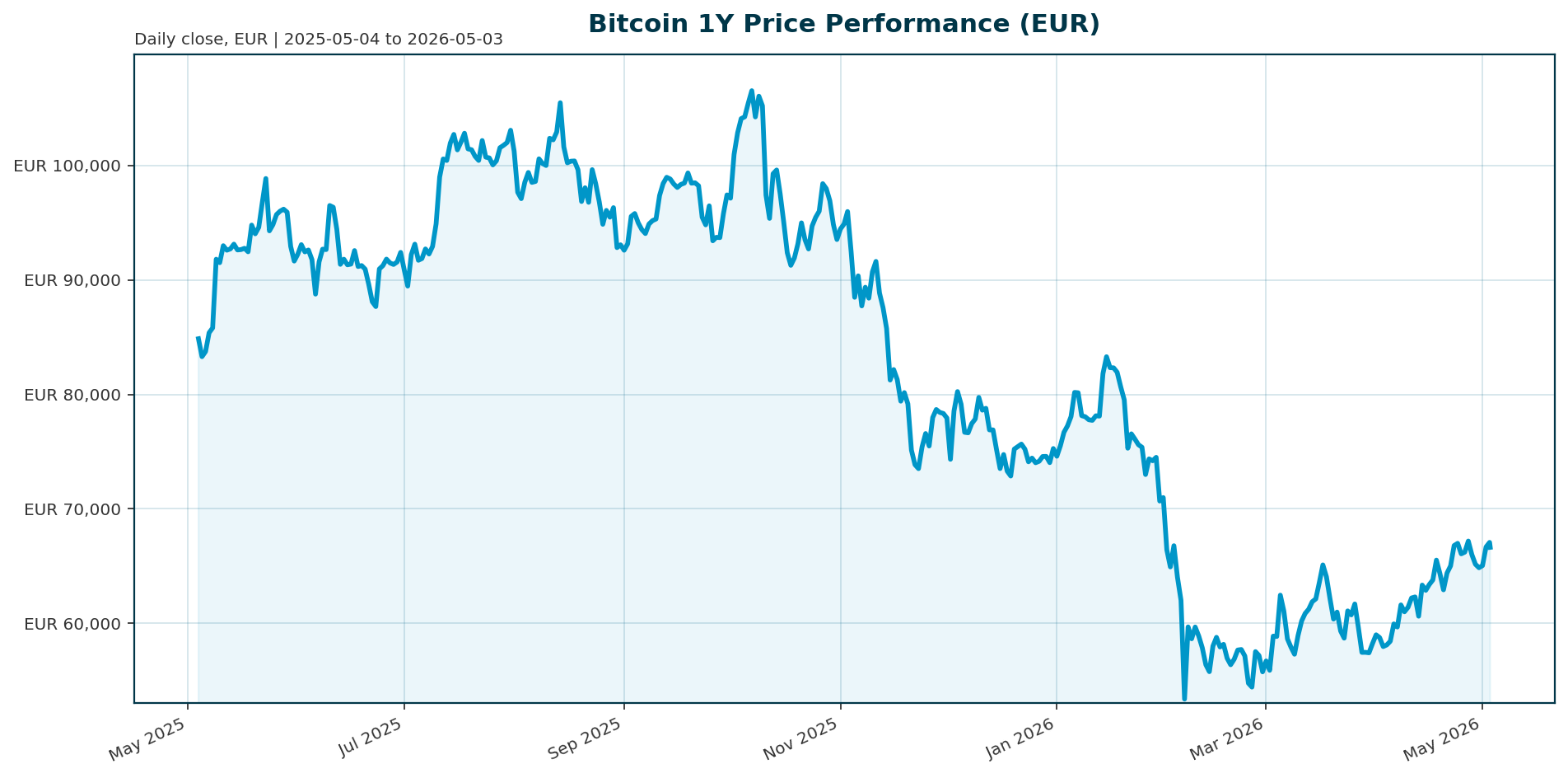 Bitcoin 1Y price chart in EUR