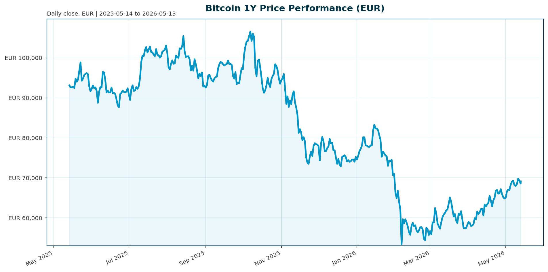 Bitcoin 1Y price chart in EUR