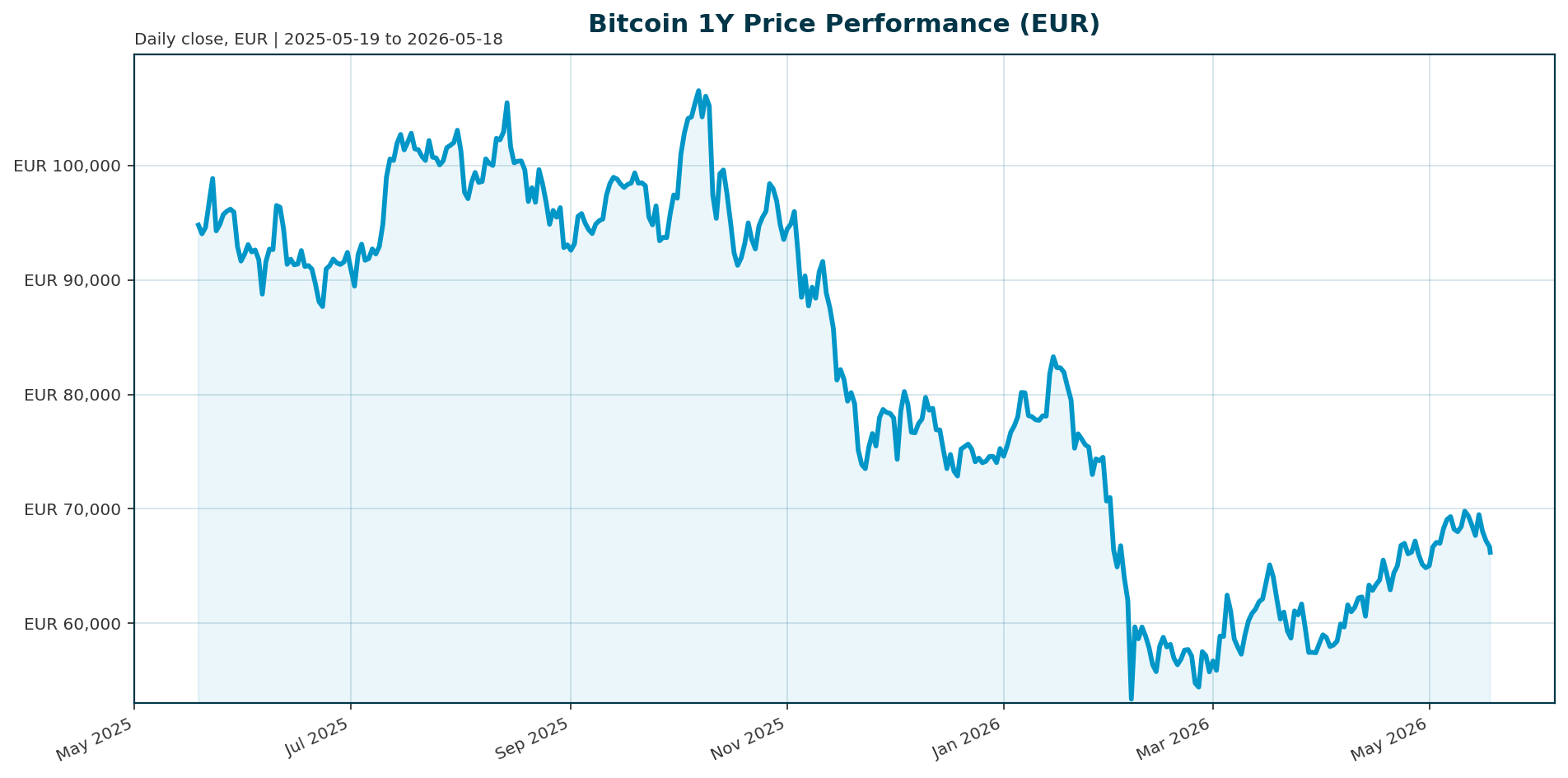Bitcoin 1Y price chart in EUR