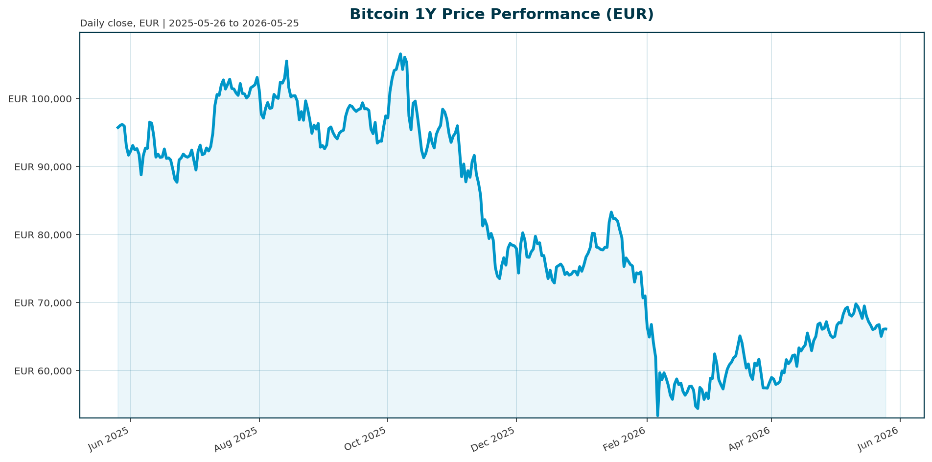 Bitcoin 1Y price chart in EUR