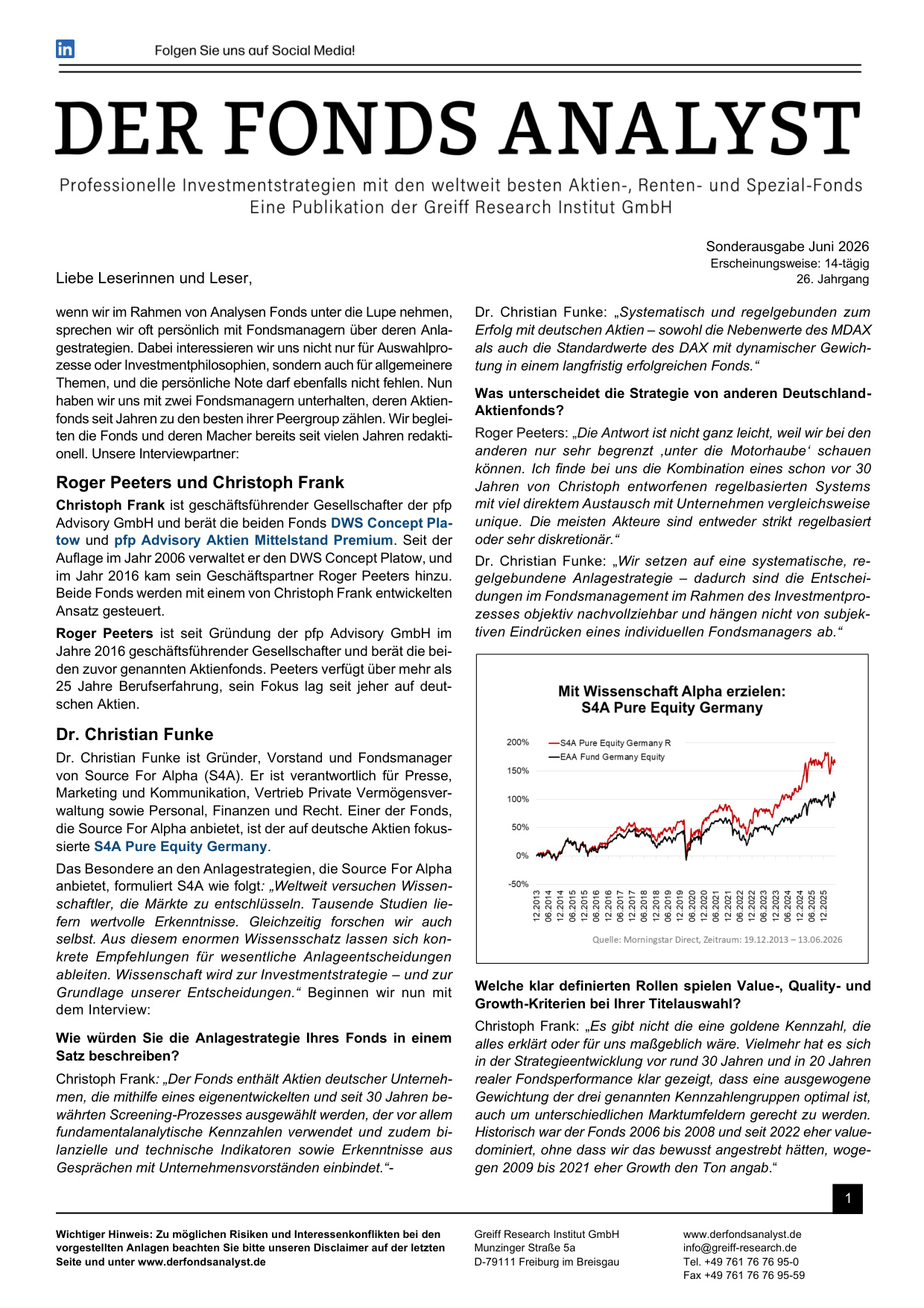 DER FONDS ANALYST: kostenloser Sonderdruck zum Download