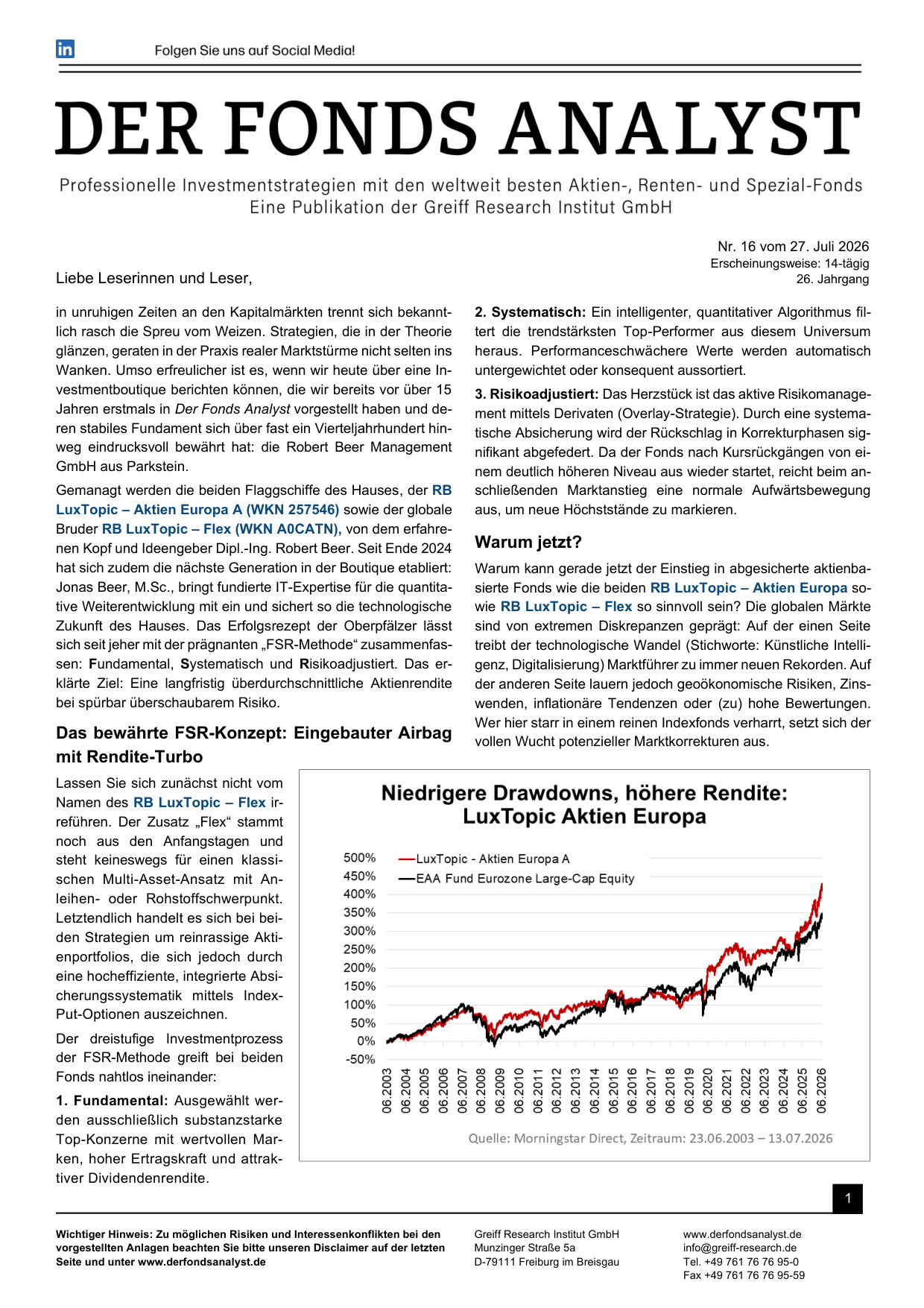 DER FONDS ANALYST: kostenloser Sonderdruck zum Download
